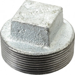 B&K Mueller - Class 150, 2" Galvanized Pipe Square Plug - Threaded, Malleable Iron - Exact Tooling
