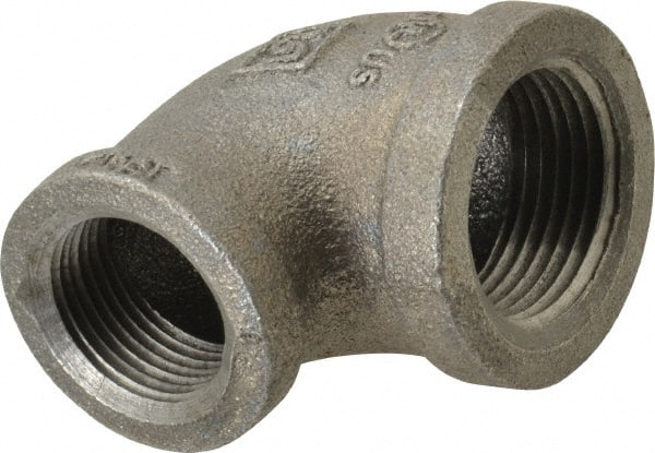 B&K Mueller - Size 1 x 3/4", Class 150, Malleable Iron Black Pipe 90° Reducing Elbow - 150 psi, Threaded End Connection - Exact Tooling