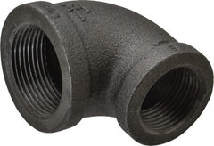 B&K Mueller - Size 1-1/4 x 1", Class 150, Malleable Iron Black Pipe 90° Reducing Elbow - 150 psi, Threaded End Connection - Exact Tooling