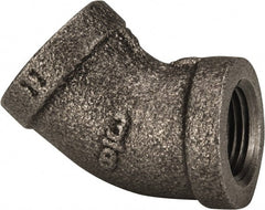 B&K Mueller - Size 3/8", Class 150, Malleable Iron Black Pipe 45° Elbow - 150 psi, Threaded End Connection - Exact Tooling