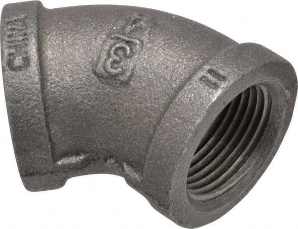 B&K Mueller - Size 3/4", Class 150, Malleable Iron Black Pipe 45° Elbow - 150 psi, Threaded End Connection - Exact Tooling