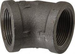 B&K Mueller - Size 1-1/4", Class 150, Malleable Iron Black Pipe 45° Elbow - 150 psi, Threaded End Connection - Exact Tooling