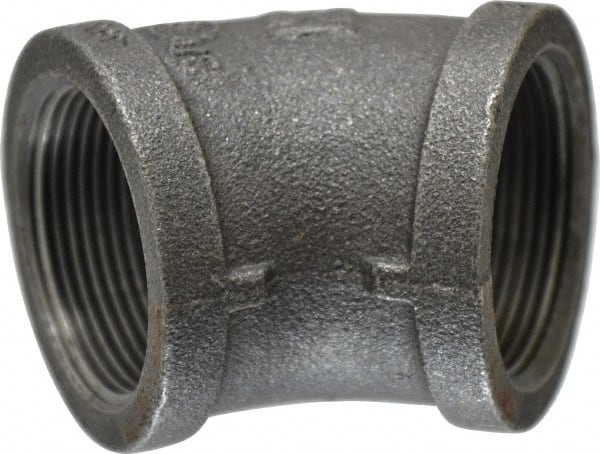 B&K Mueller - Size 1-1/2", Class 150, Malleable Iron Black Pipe 45° Elbow - 150 psi, Threaded End Connection - Exact Tooling