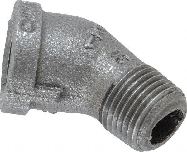 B&K Mueller - Size 1/2", Class 150, Malleable Iron Black Pipe 45° Street Elbow - 150 psi, Threaded End Connection - Exact Tooling