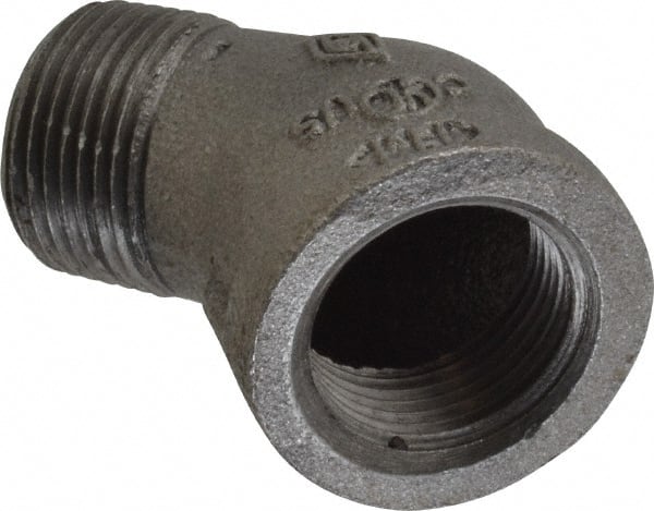 B&K Mueller - Size 3/4", Class 150, Malleable Iron Black Pipe 45° Street Elbow - 150 psi, Threaded End Connection - Exact Tooling