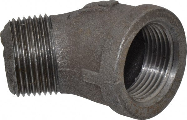 B&K Mueller - Size 1", Class 150, Malleable Iron Black Pipe 45° Street Elbow - 150 psi, Threaded End Connection - Exact Tooling