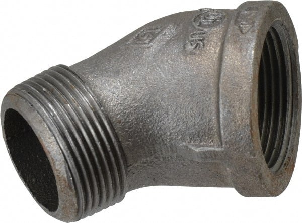 B&K Mueller - Size 1-1/4", Class 150, Malleable Iron Black Pipe 45° Street Elbow - 150 psi, Threaded End Connection - Exact Tooling