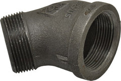 B&K Mueller - Size 1-1/2", Class 150, Malleable Iron Black Pipe 45° Street Elbow - 150 psi, Threaded End Connection - Exact Tooling
