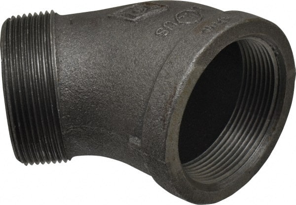B&K Mueller - Size 2", Class 150, Malleable Iron Black Pipe 45° Street Elbow - 150 psi, Threaded End Connection - Exact Tooling