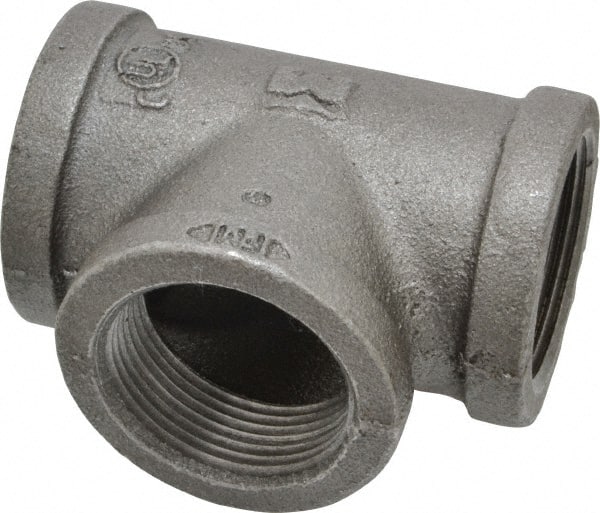 B&K Mueller - Size 1-1/4", Class 150, Malleable Iron Black Pipe Tee - 150 psi, Threaded End Connection - Exact Tooling