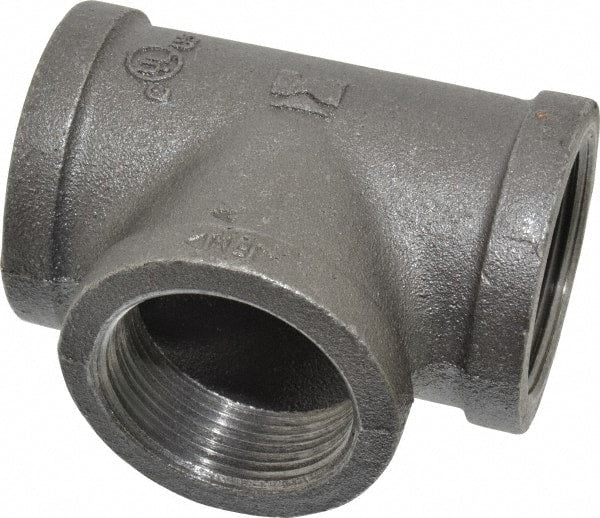 Value Collection - Size 1-1/2", Class 150, Malleable Iron Black Pipe Tee - 150 psi, Threaded End Connection - Exact Tooling