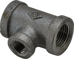 B&K Mueller - Size 1/2 x 1/4", Class 150, Malleable Iron Black Pipe Reducing Tee - 150 psi, Threaded End Connection - Exact Tooling