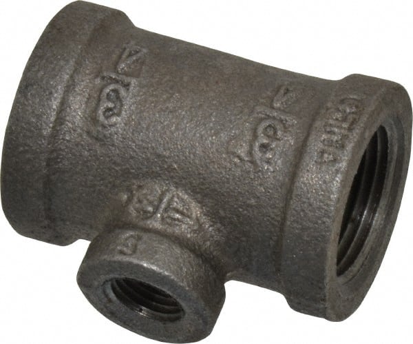 B&K Mueller - Size 3/4 x 1/4", Class 150, Malleable Iron Black Pipe Reducing Tee - 150 psi, Threaded End Connection - Exact Tooling