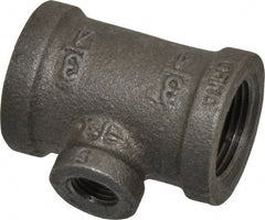 B&K Mueller - Size 3/4 x 1/4", Class 150, Malleable Iron Black Pipe Reducing Tee - 150 psi, Threaded End Connection - Exact Tooling
