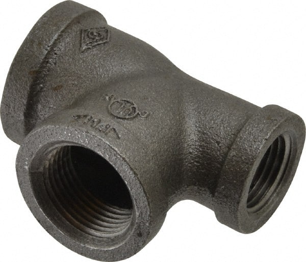 B&K Mueller - Size 3/4 x 1/2 x 3/4", Class 150, Malleable Iron Black Pipe Reducing Tee - 150 psi, Threaded End Connection - Exact Tooling