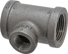 B&K Mueller - Size 1 x 1/2", Class 150, Malleable Iron Black Pipe Reducing Tee - 150 psi, Threaded End Connection - Exact Tooling