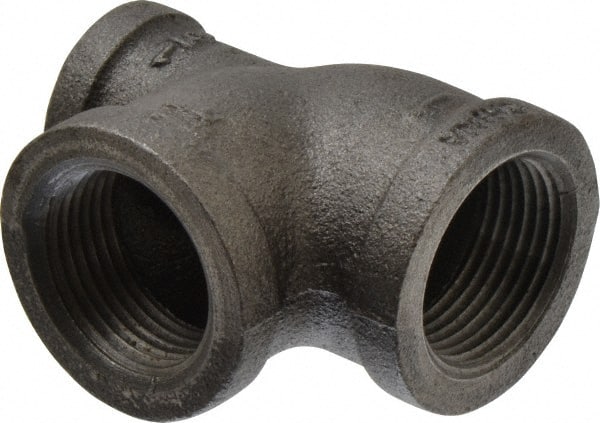 B&K Mueller - Size 1 x 1/2 x 1", Class 150, Malleable Iron Black Pipe Reducing Tee - 150 psi, Threaded End Connection - Exact Tooling