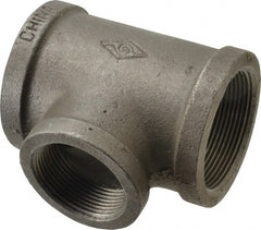 B&K Mueller - Size 2 x 1-1/2", Class 150, Malleable Iron Black Pipe Reducing Tee - 150 psi, Threaded End Connection - Exact Tooling