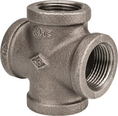 B&K Mueller - Size 1", Class 150, Malleable Iron Black Pipe Cross - 150 psi, Threaded End Connection - Exact Tooling