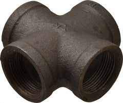 B&K Mueller - Size 1-1/4", Class 150, Malleable Iron Black Pipe Cross - 150 psi, Threaded End Connection - Exact Tooling