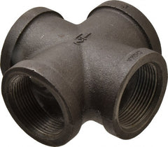 B&K Mueller - Size 1-1/2", Class 150, Malleable Iron Black Pipe Cross - 150 psi, Threaded End Connection - Exact Tooling