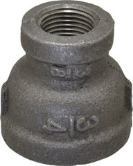 B&K Mueller - Size 3/4 x 3/8", Class 150, Malleable Iron Black Pipe Reducing Coupling - 150 psi, Threaded End Connection - Exact Tooling