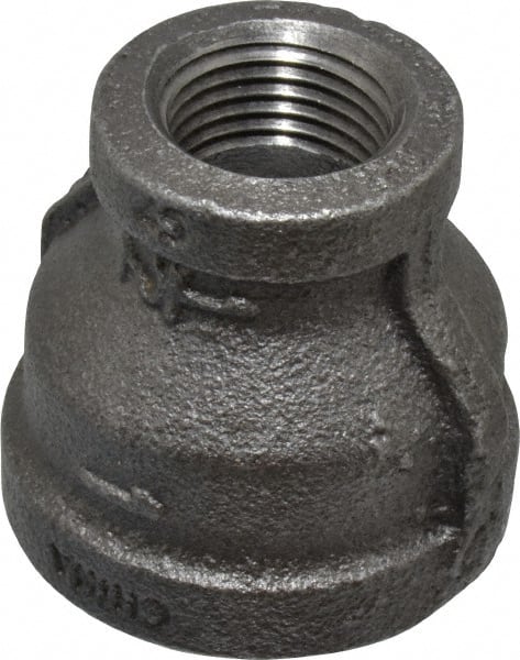 B&K Mueller - Size 1 x 1/2", Class 150, Malleable Iron Black Pipe Reducing Coupling - 150 psi, Threaded End Connection - Exact Tooling