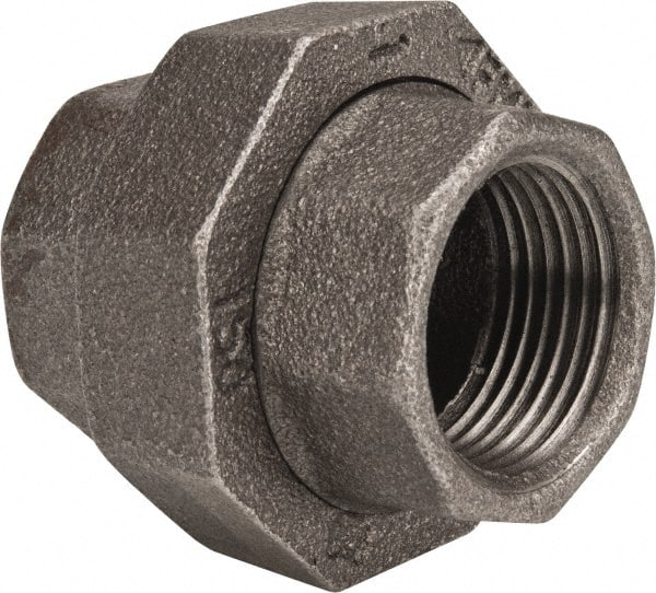 Value Collection - Size 1", Class 150, Malleable Iron Black Pipe Union - 150 psi, Threaded End Connection - Exact Tooling