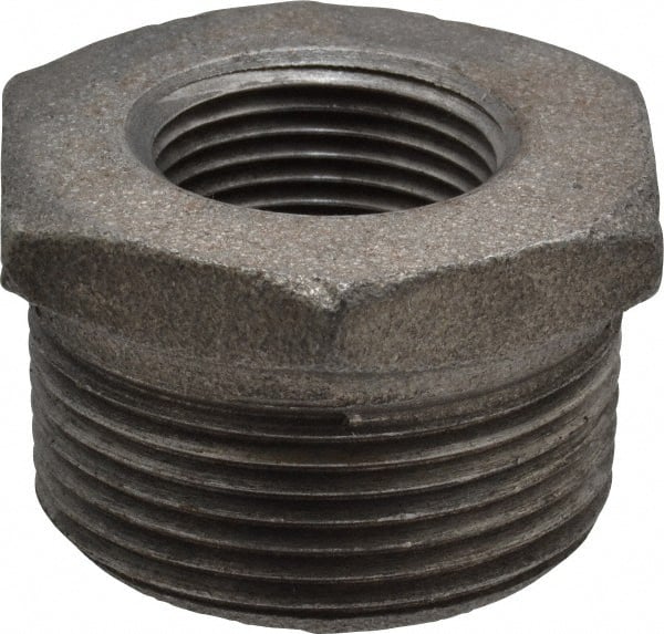 B&K Mueller - Size 1-1/4 x 3/4", Class 150, Malleable Iron Black Pipe Hex Bushing - 150 psi, Threaded End Connection - Exact Tooling
