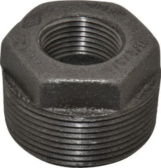 B&K Mueller - Size 1-1/2 x 3/4", Class 150, Malleable Iron Black Pipe Hex Bushing - 150 psi, Threaded End Connection - Exact Tooling
