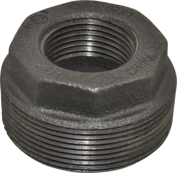 B&K Mueller - Size 2 x 1", Class 150, Malleable Iron Black Pipe Hex Bushing - 150 psi, Threaded End Connection - Exact Tooling