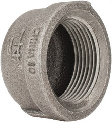 B&K Mueller - Size 1-1/4", Class 150, Malleable Iron Black Pipe End Cap - 150 psi, Threaded End Connection - Exact Tooling
