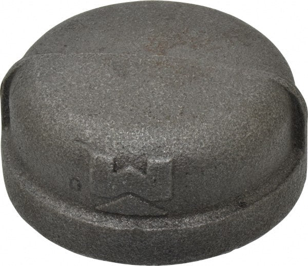 B&K Mueller - Size 2", Class 150, Malleable Iron Black Pipe End Cap - 150 psi, Threaded End Connection - Exact Tooling
