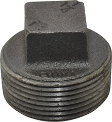 B&K Mueller - Size 1-1/4", Class 150, Malleable Iron Black Pipe Square Plug - 150 psi, Threaded End Connection - Exact Tooling