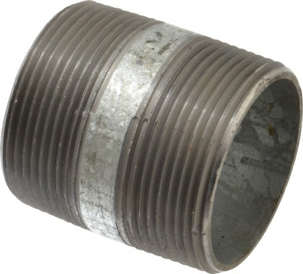 B&K Mueller - Schedule 40, 2-1/2 x 3" Galvanized Pipe Nipple - Threaded Steel - Exact Tooling