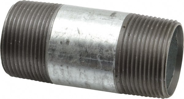 B&K Mueller - Schedule 40, 1-1/4 x 3-1/2" Galvanized Pipe Nipple - Threaded Steel - Exact Tooling