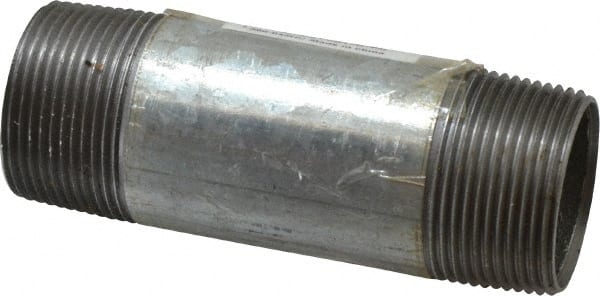 B&K Mueller - Schedule 40, 1-1/4 x 4-1/2" Galvanized Pipe Nipple - Threaded Steel - Exact Tooling