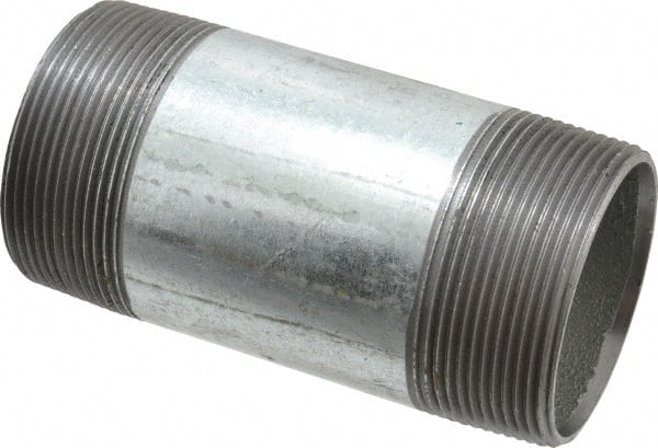 B&K Mueller - Schedule 40, 2 x 4-1/2" Galvanized Pipe Nipple - Threaded Steel - Exact Tooling