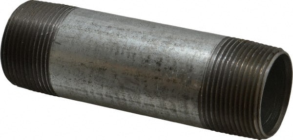 B&K Mueller - Schedule 40, 1-1/4 x 5" Galvanized Pipe Nipple - Threaded Steel - Exact Tooling