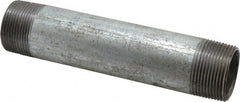 B&K Mueller - Schedule 40, 1-1/4 x 7" Galvanized Pipe Nipple - Threaded Steel - Exact Tooling