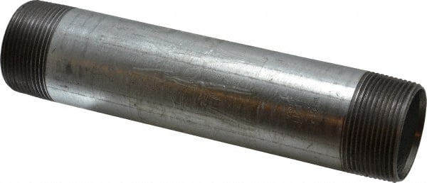 B&K Mueller - Schedule 40, 1-1/2 x 8" Galvanized Pipe Nipple - Threaded Steel - Exact Tooling