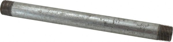 B&K Mueller - Schedule 40, 1/2 x 9" Galvanized Pipe Nipple - Threaded Steel - Exact Tooling