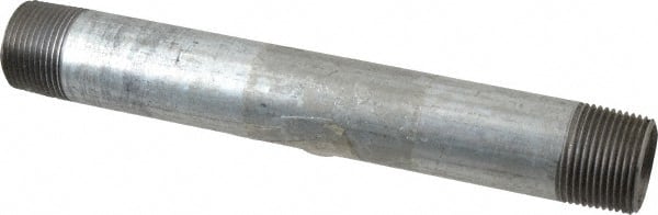 B&K Mueller - Schedule 40, 1 x 9" Galvanized Pipe Nipple - Threaded Steel - Exact Tooling