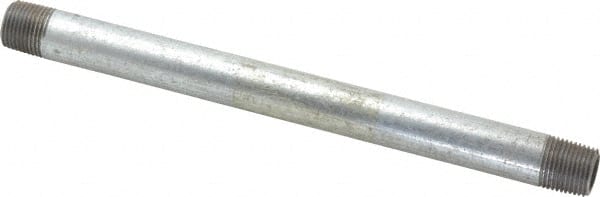 B&K Mueller - Schedule 40, 1/2 x 10" Galvanized Pipe Nipple - Threaded Steel - Exact Tooling