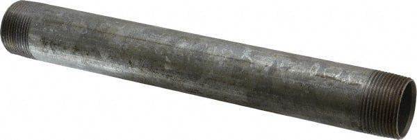 B&K Mueller - Schedule 40, 1-1/4 x 12" Galvanized Pipe Nipple - Threaded Steel - Exact Tooling
