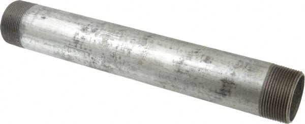 B&K Mueller - Schedule 40, 1-1/2 x 12" Galvanized Pipe Nipple - Threaded Steel - Exact Tooling