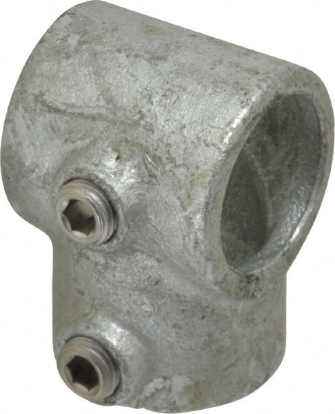 PRO-SAFE - 1" Pipe, Single Socket Tee, Malleable Iron Tee Pipe Rail Fitting - Galvanized Finish - Exact Tooling
