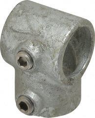 PRO-SAFE - 1" Pipe, Single Socket Tee, Malleable Iron Tee Pipe Rail Fitting - Galvanized Finish - Exact Tooling