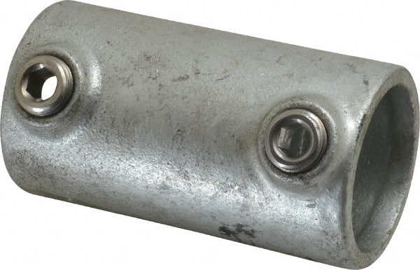 PRO-SAFE - 1-1/4" Pipe, Malleable Iron Straight Coupling Pipe Rail Fitting - Galvanized Finish - Exact Tooling