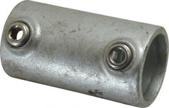 PRO-SAFE - 1-1/4" Pipe, Malleable Iron Straight Coupling Pipe Rail Fitting - Galvanized Finish - Exact Tooling